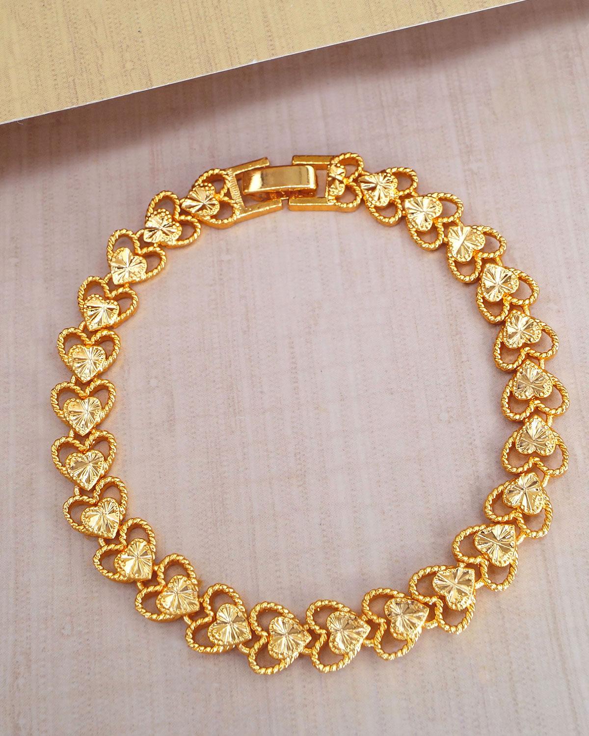 Pure Love Heart Design Gold Bracelets For Gift
