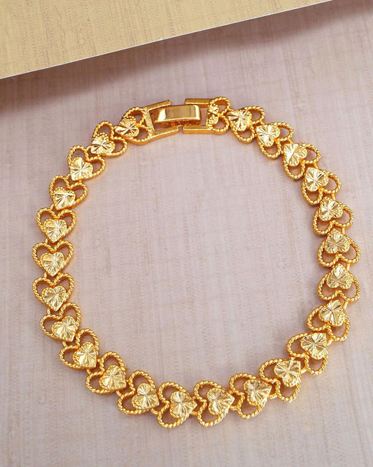 Pure Love Heart Design Gold Bracelets For Gift