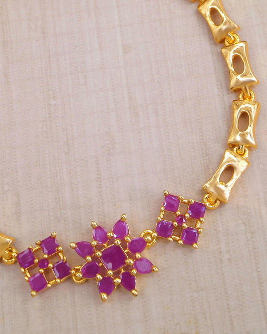 Everyday Wear Bracelet Full Ruby Stone Watch Type Jewelry