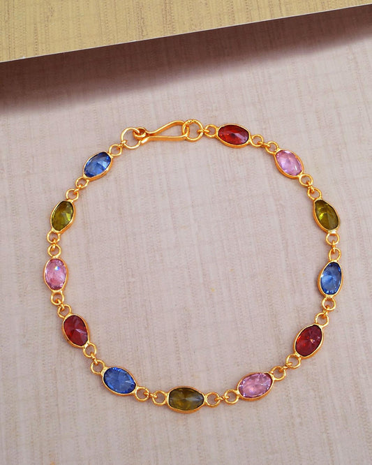 Multistone First Quality Navratna Bracelet For Women
