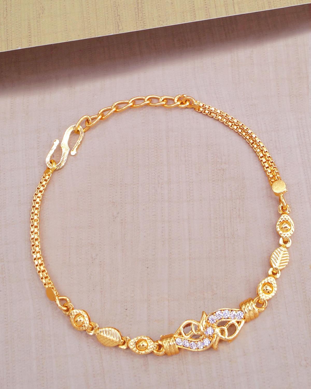 White Stone Floral Gold Bracelet IBRAC807
