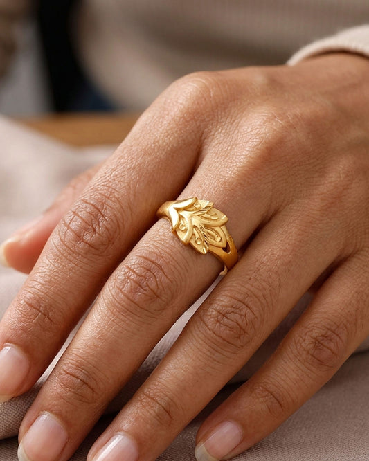 Matt Finish 2 Gram Gold Floral Ring IFR1627