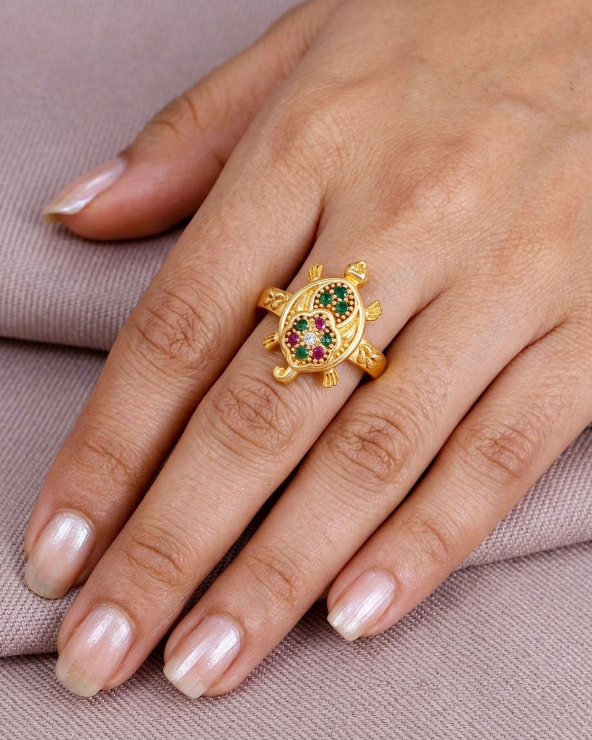 Multi Color Stone Impon Turtule Ring IFR1645