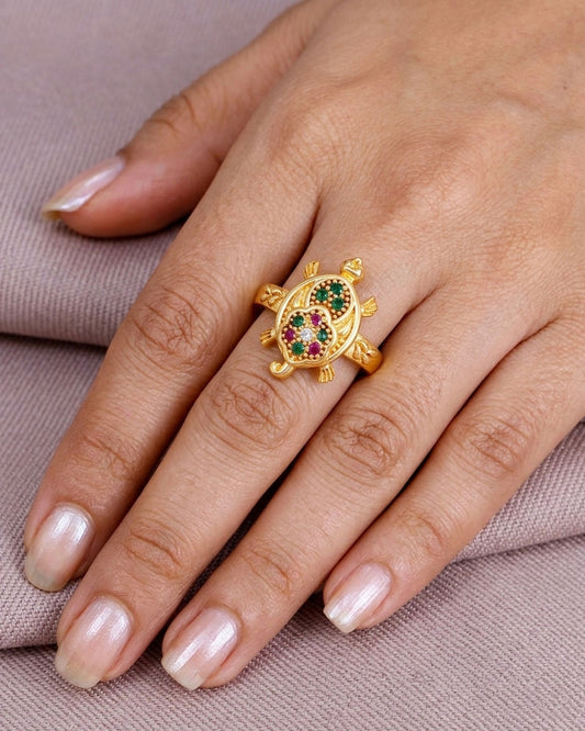 Multi Color Stone Impon Turtule Ring IFR1645