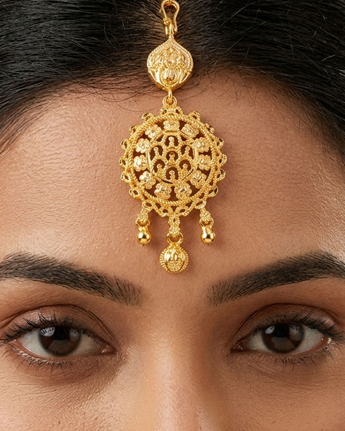 Plain Gold Plated Short Maang Tikka INCHT273