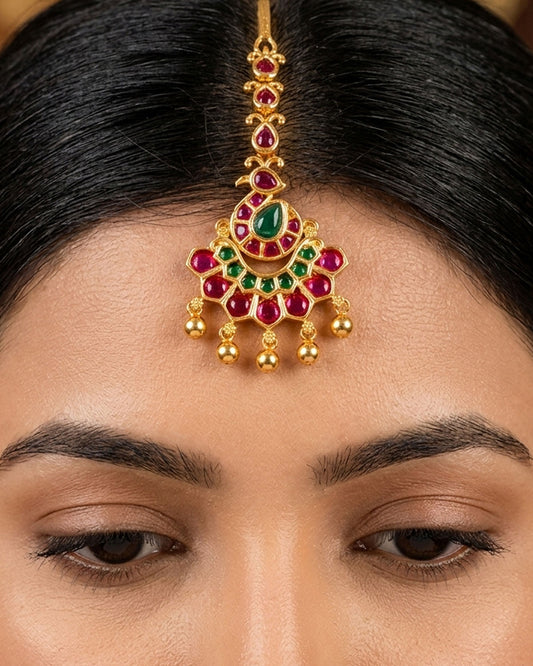 Stylish Ruby Green Kemp Stone Peacock Nethichutti INCHT330