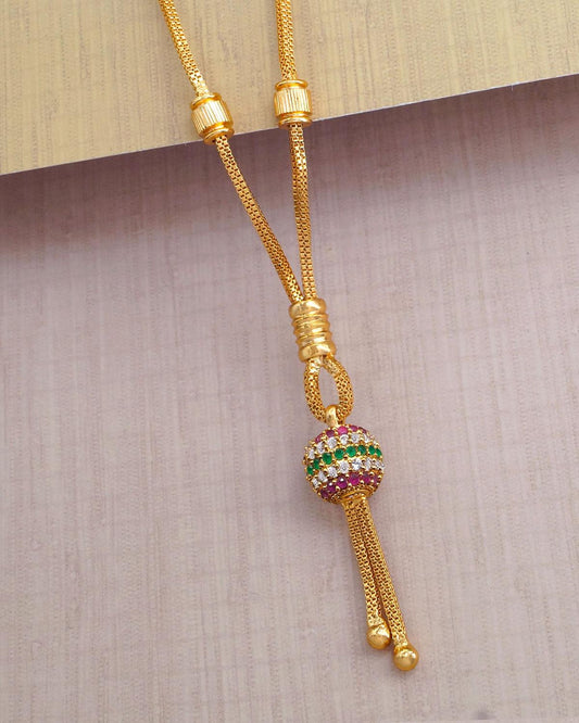 Buy 1 Gram Chain Pendant Multi Stone Ball With Gold Tassel