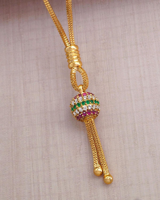 Buy 1 Gram Chain Pendant Multi Stone Ball With Gold Tassel
