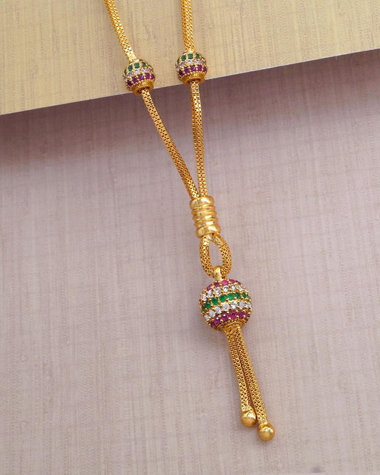 Multi Stone Ball Type Short Pendant Chain Daily Wear Jewelry