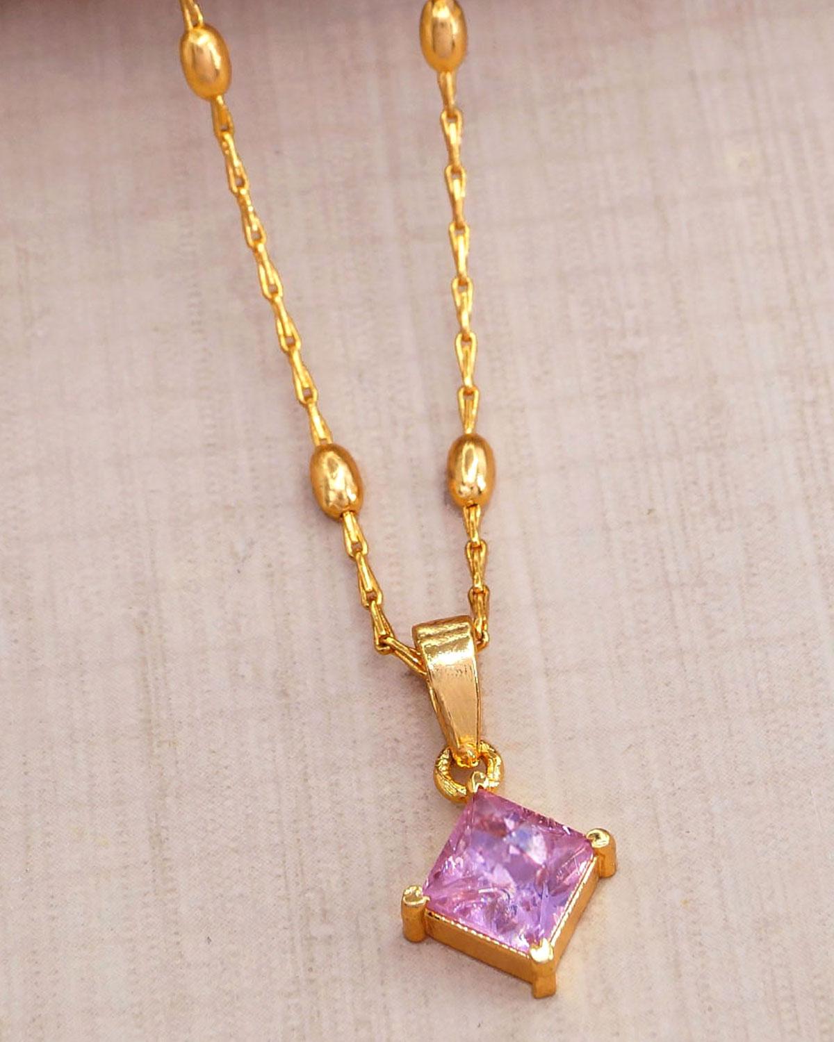 Buy Pink Stone Locket Chain Online In India – Ify Jewel