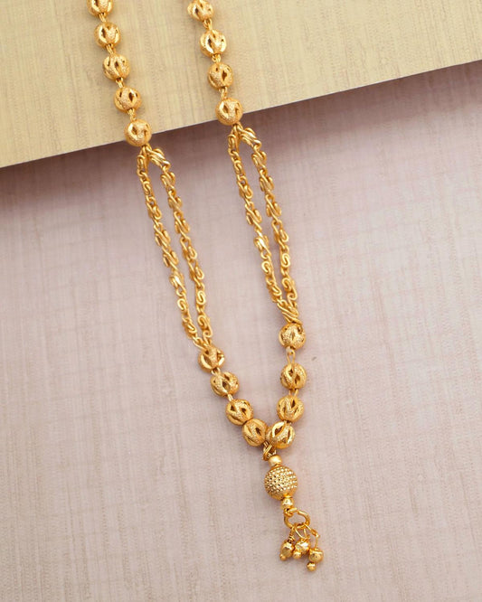 Plain Matt Gold Balls Forming Pendant Chain From Ifyjewel