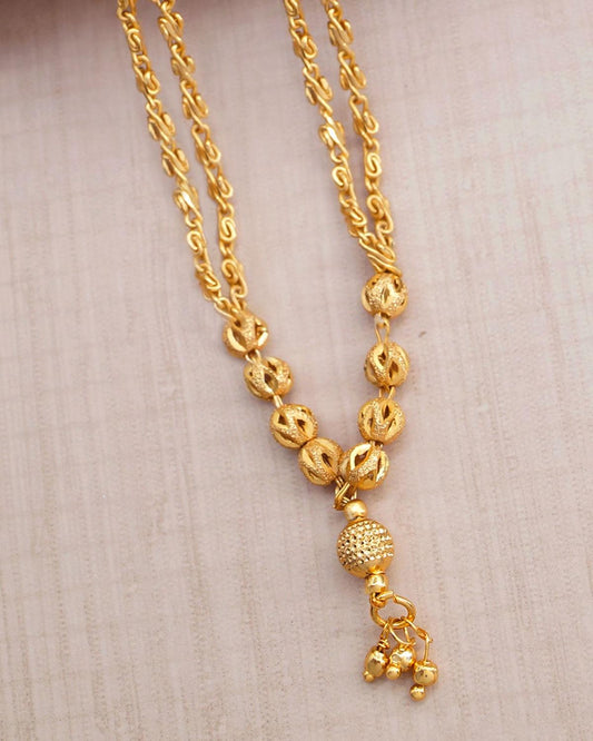 Plain Matt Gold Balls Forming Pendant Chain From Ifyjewel