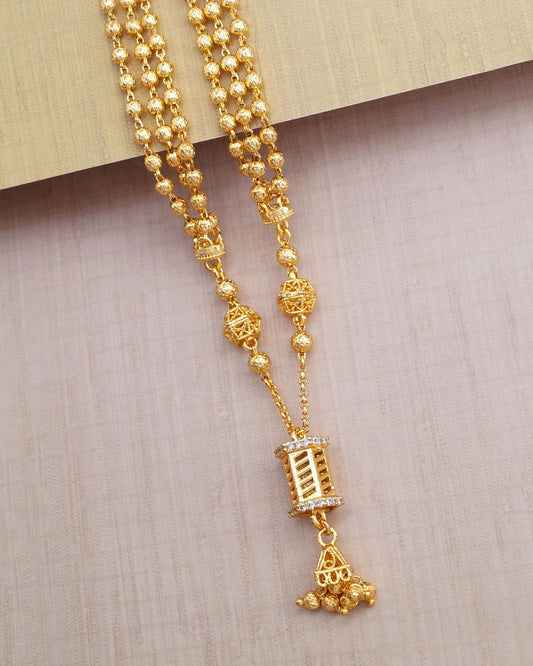 Stylish White Stone Pendant  For College Wear Triple Line Chain