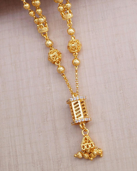 Stylish White Stone Pendant  For College Wear Triple Line Chain