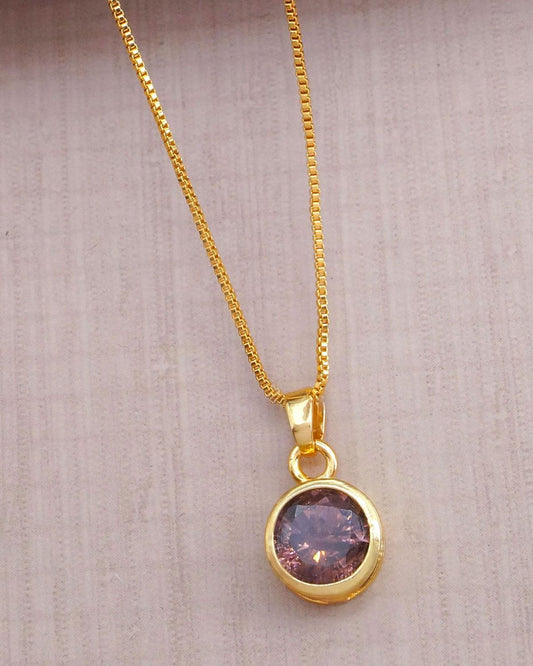 Mild English Color Rare Stone Pendant With Short Chain