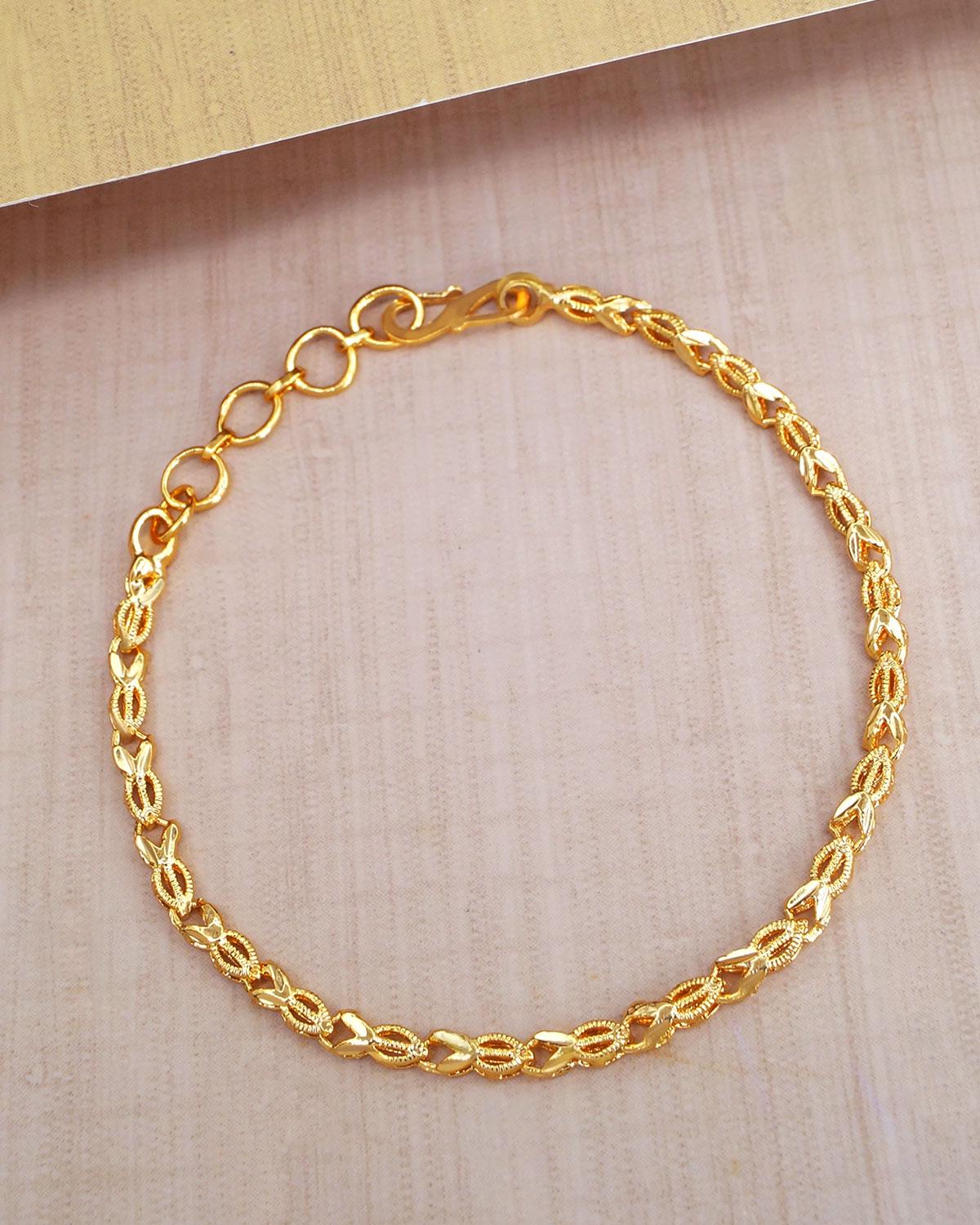 Light Weight Gold Plain Fish Bracelet Designs Without Stones