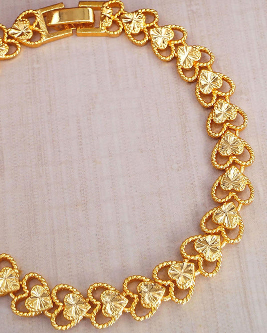 Pure Love Heart Design Gold Bracelets For Gift