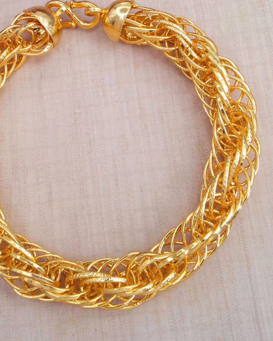 Grand Heavy Look Mesh Bracelet For Men 2gram Gold Patterns