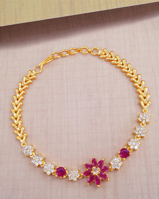 Sparkling Ruby Stone Gold Bracelet IBRAC762