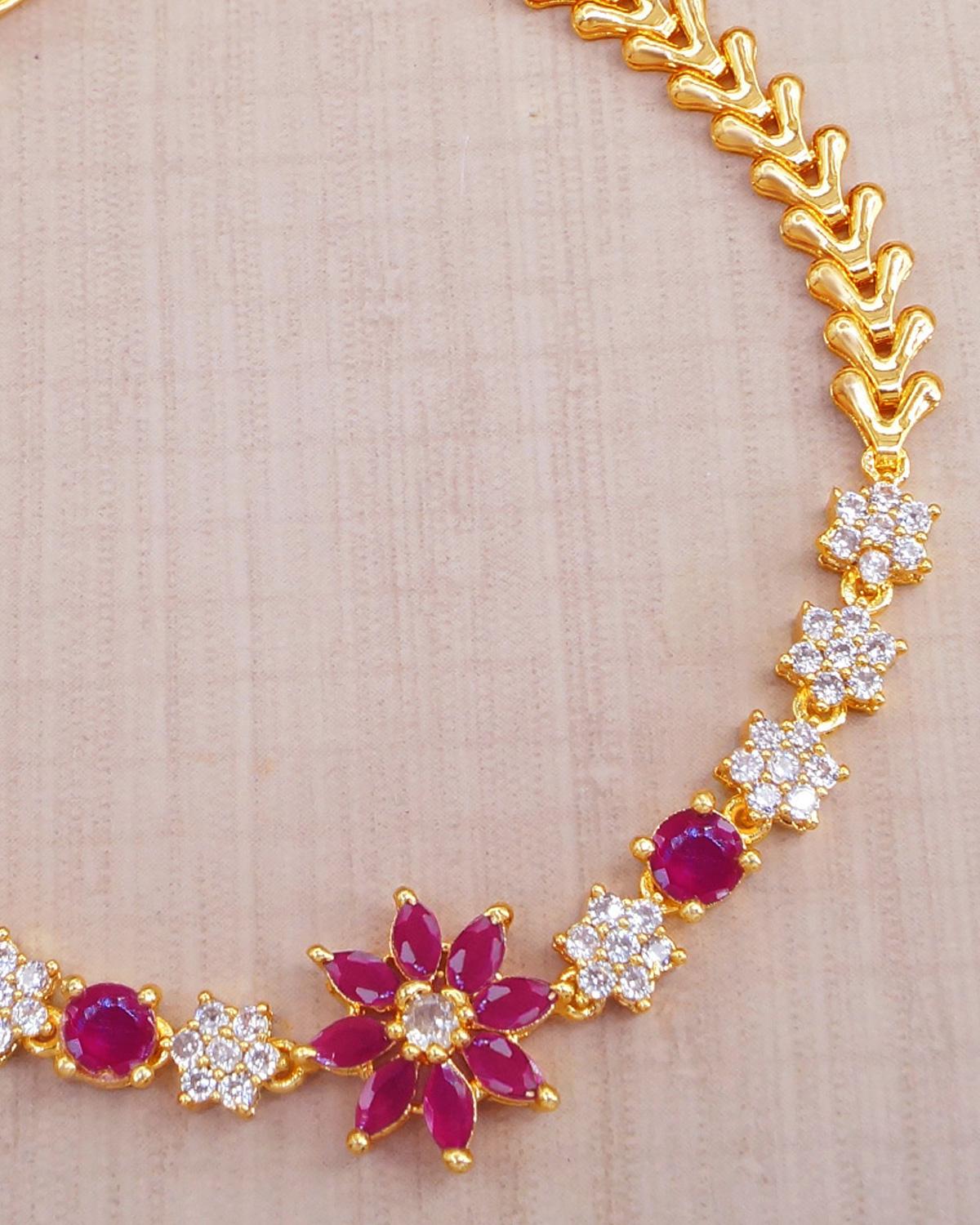 Sparkling Ruby Stone Gold Bracelet IBRAC762