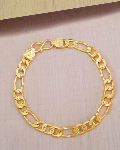 Yellow Gold Plain Bracelet For Men IBRAC784