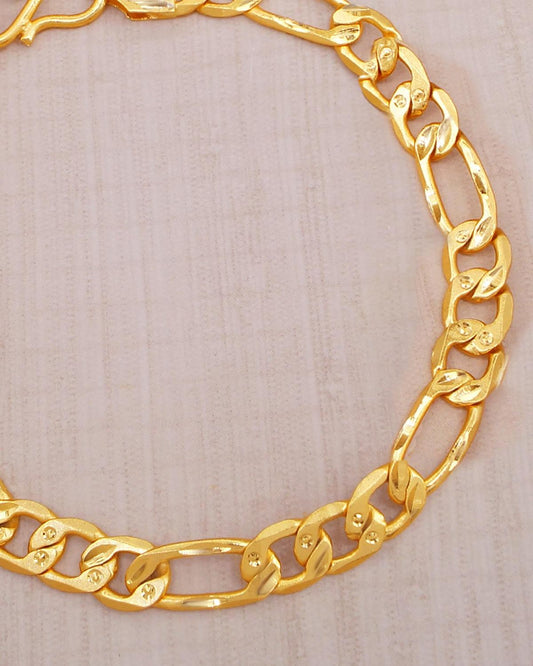 Yellow Gold Plain Bracelet For Men IBRAC784