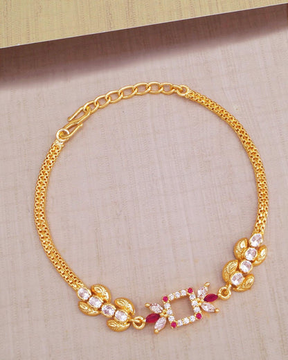 Elegant Gold Tone Chain Bracelet IBRAC796