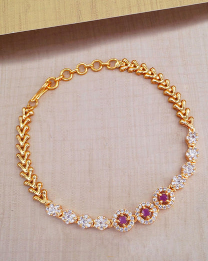 Floral Ruby Zirconia Bracelet IBRAC844