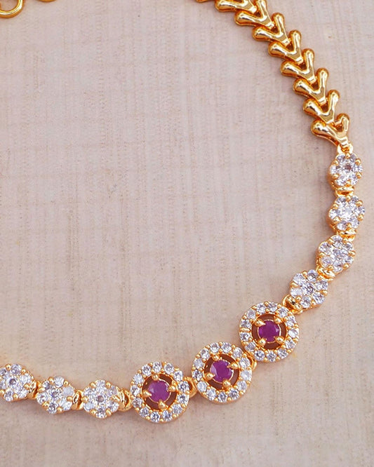 Floral Ruby Zirconia Bracelet IBRAC844