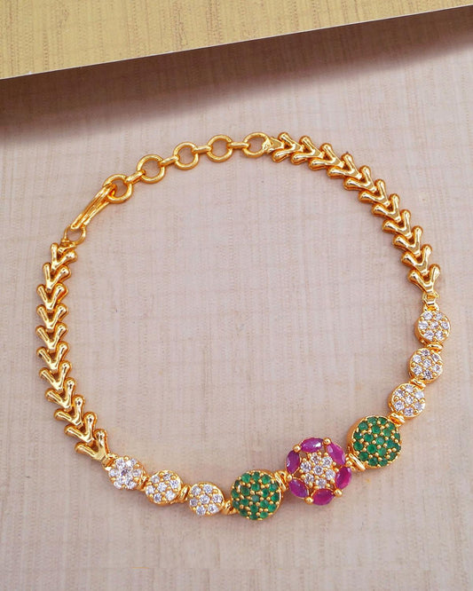 Multi Stone Gold Plated Bracelet IBRAC846