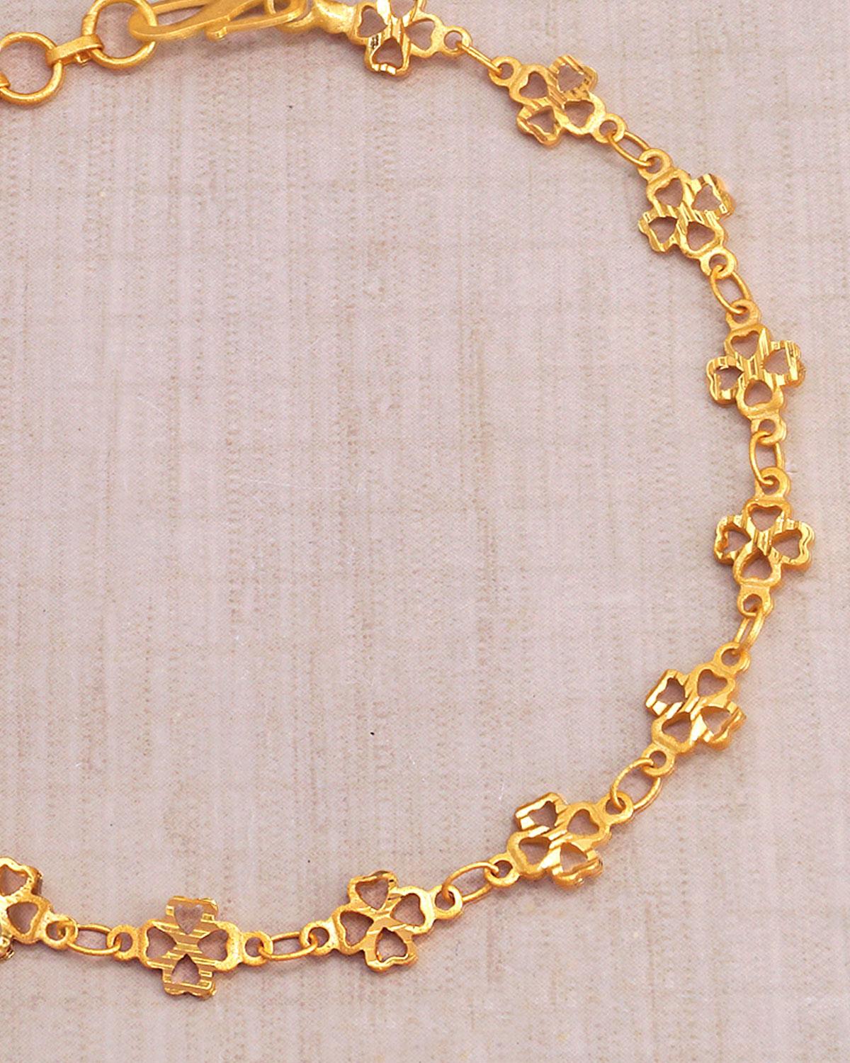 Trendy Gold Clover Link Bracelet IBRAC855