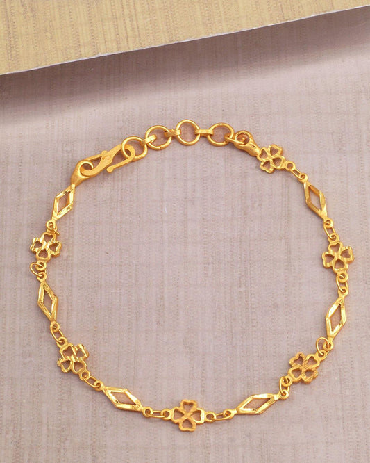 Heart Charm Gold Chain Bracelet IBRAC856