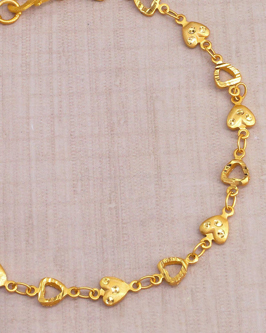 Cute Heart Charm Gold Bracelet IBRAC858