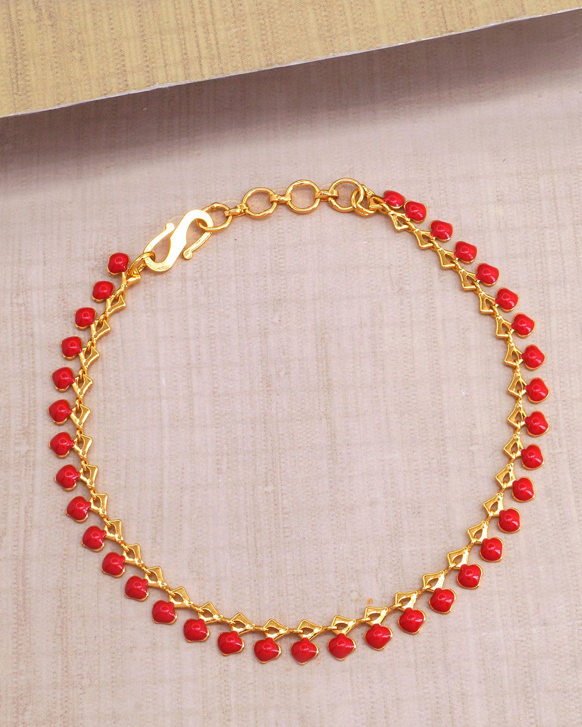 Graceful Red Coral Charm Bracelet IBRAC863