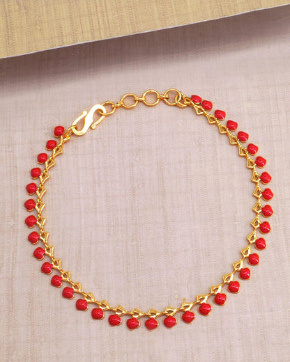 Graceful Red Coral Charm Bracelet IBRAC863