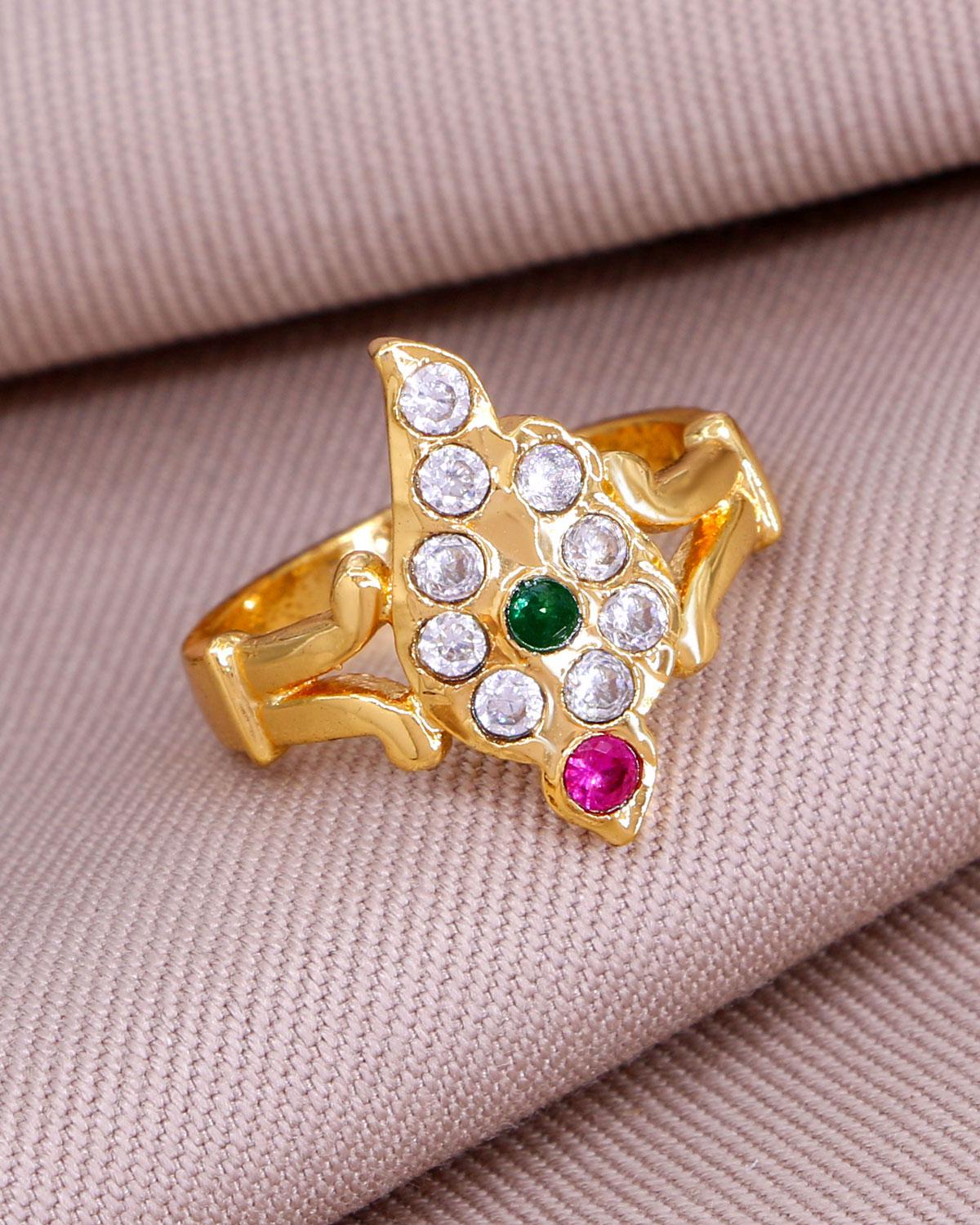 Elegant Impon Stone Leaf Ring IFR1007