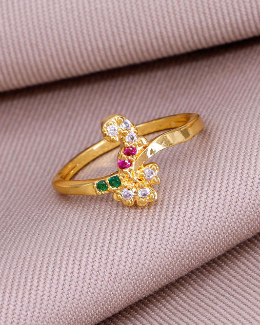 Five Metal Gold Finish Peacock Ring IFR1016