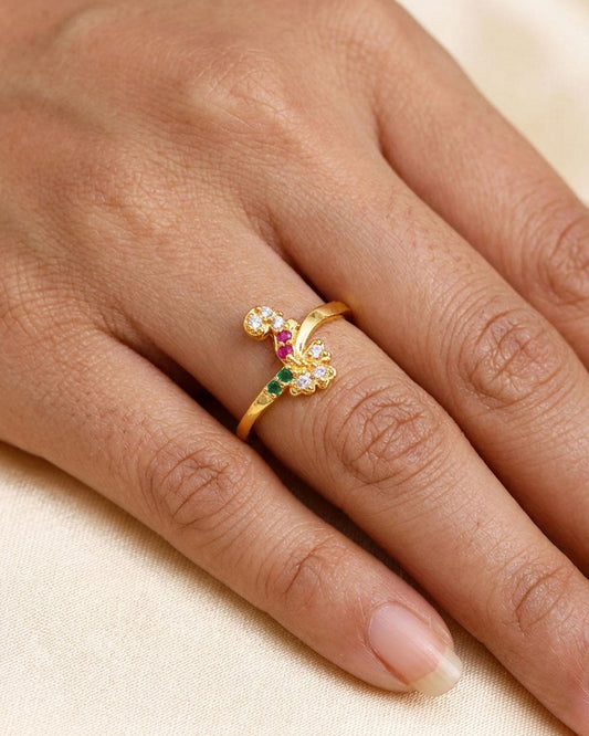 Five Metal Gold Finish Peacock Ring IFR1016