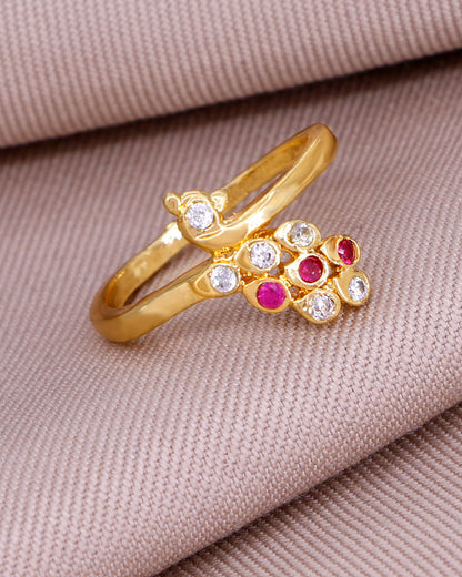 Trendy Peacock Impon Stone Ring IFR1540