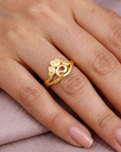 Stylish Forming Gold Ring Heart Design IFR1614