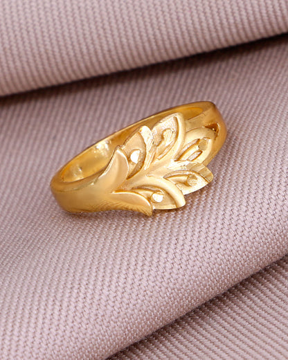 Matt Finish 2 Gram Gold Floral Ring IFR1627