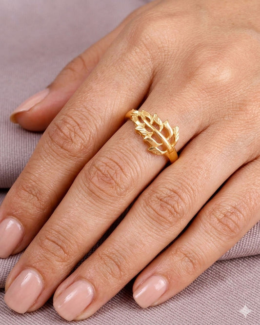 Leaf Design Gold Imitation Ring IFR1642