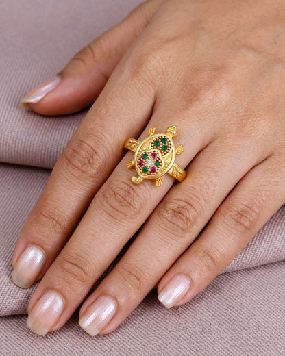 Multi Color Stone Impon Turtule Ring IFR1645