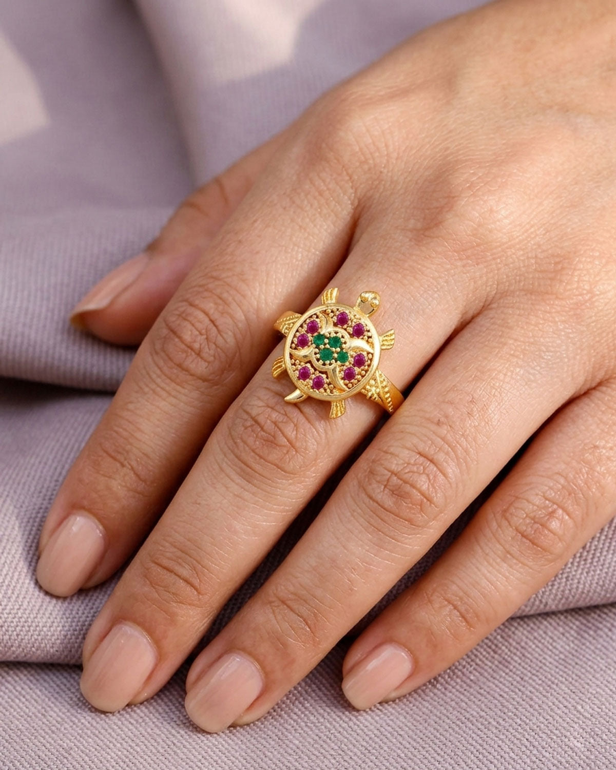 Five Metal Turtle Stone Ring IFR1647