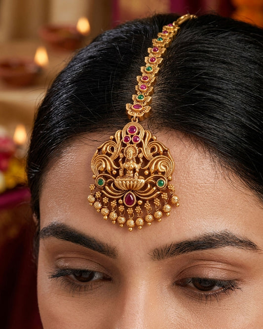 Lakshmi Motiff Temple Wear Maang Tikka INCHT265
