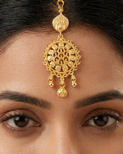 Plain Gold Plated Short Maang Tikka INCHT273