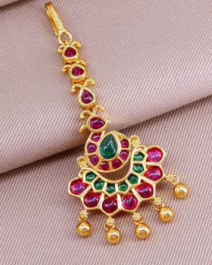 Stylish Ruby Green Kemp Stone Peacock Nethichutti INCHT330