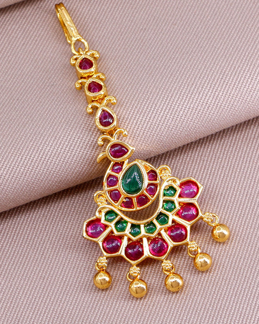 Stylish Ruby Green Kemp Stone Peacock Nethichutti INCHT330
