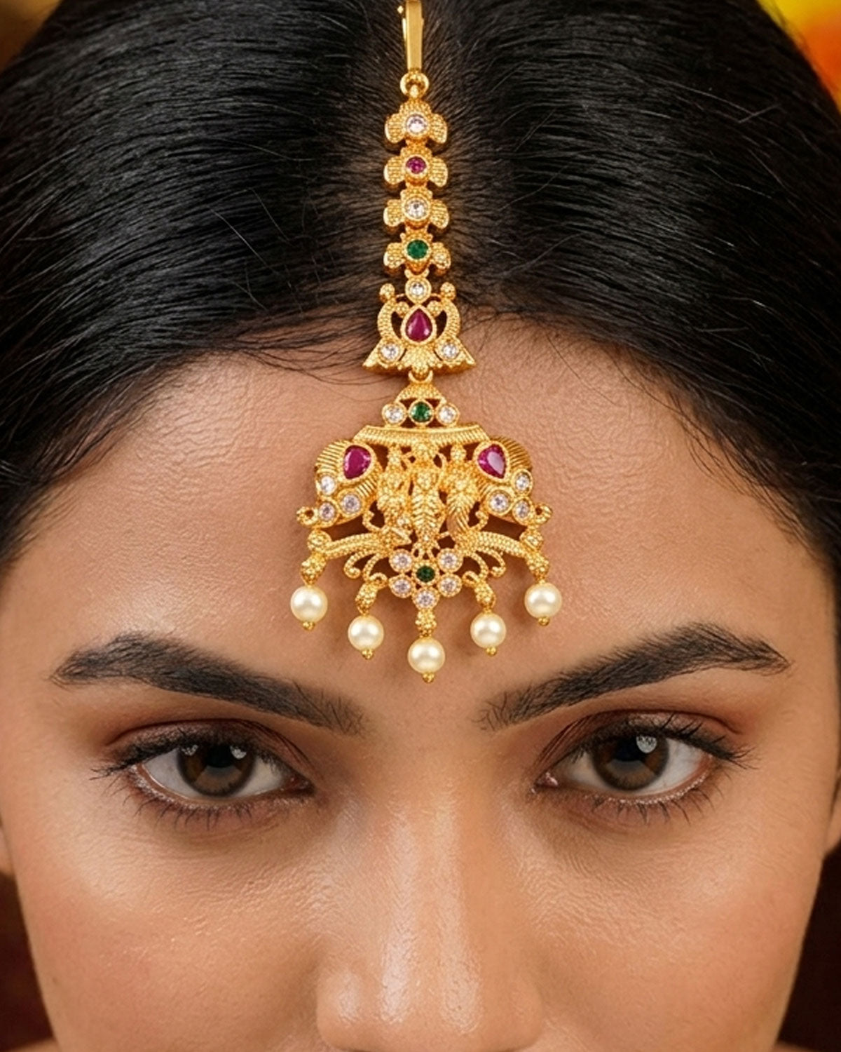 Traditional Gold Imitation Ram Sita Bridal Maang Tikka INCHT332