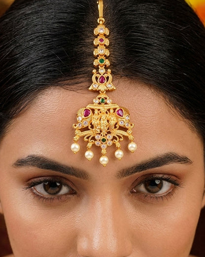 Traditional Gold Imitation Ram Sita Bridal Maang Tikka INCHT332